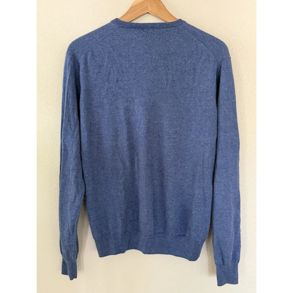 Peter Millar Autumn Crest V-Neck Blue Sweater 75% Merino Wool/25% Lyocell Size L